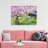 Lente in de tuin van Claude Monet Canvas Afdruk (Insitu (Woonkamer))