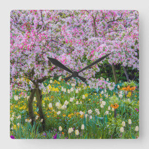 Lente in de tuin van Claude Monet Vierkante Klok