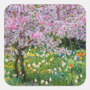 Lente in de tuin van Claude Monet Vierkante Sticker