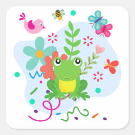 Lente in de tuin vierkante sticker