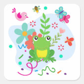 Lente in de tuin vierkante sticker (Voorkant)