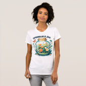 Lente in een pot: bloeiende bloemen en levendige t-shirt (Voorkant volledig)