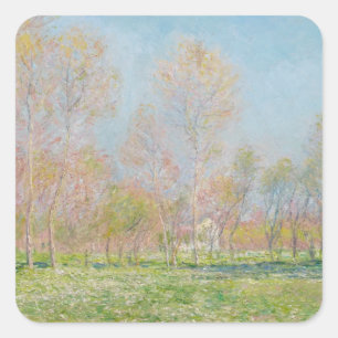Lente in Giverny (1890) Claude Monet fijne kunst Vierkante Sticker