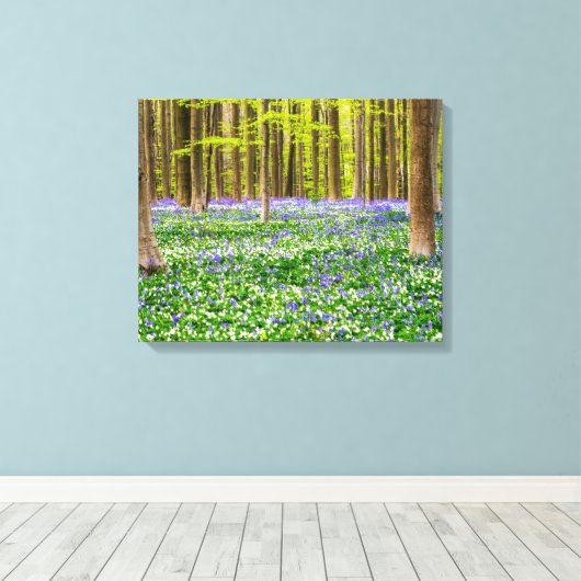 Lente in het blauw bos canvas afdruk (Insitu (Houten vloer))