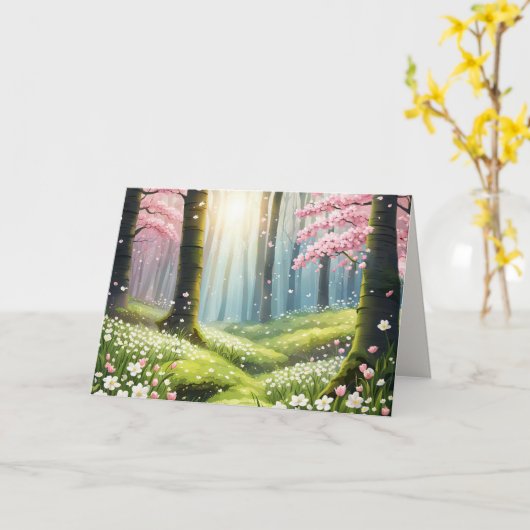 Lente in het bos sympathie kaart (Gele Bloem)