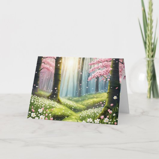 Lente in het bos Verjaardag Kaart (Voorkant)
