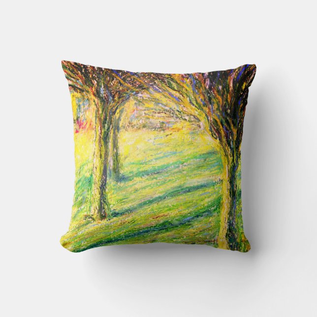 Lente in het parkpastelschilderij kussen (Voorkant)