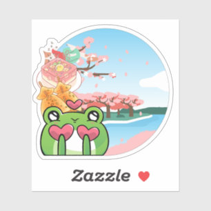 Lente in Japan: Verliefde kikker en Sakura Sticker