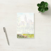 Lente in kleine stad op de rivier post-it® notes (Kantoor)