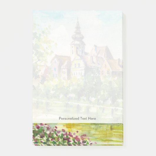 Lente in kleine stad op de rivier post-it® notes (Voorkant)