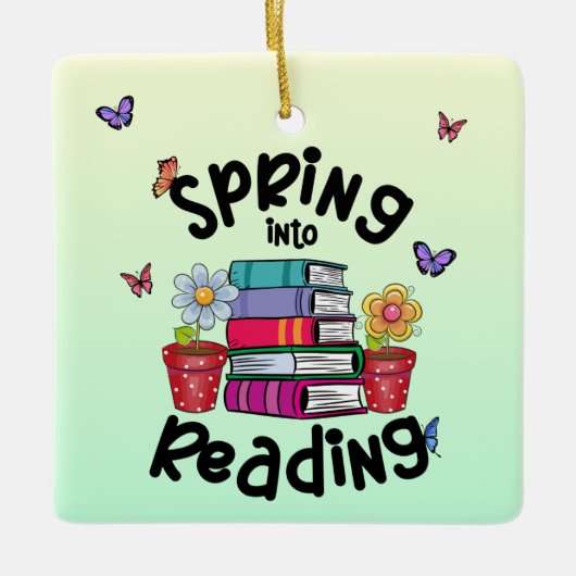 Lente in lezen keramisch ornament (Voorkant)
