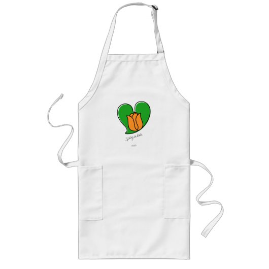 Lente in liefde - Oranje Tulpen Long Apron Lang Schort (Voorkant)