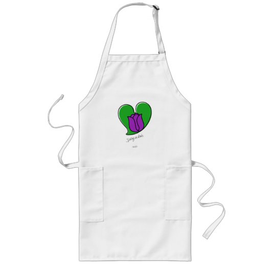 Lente in liefde - Paarse Tulpen Long Apron Lang Schort (Voorkant)