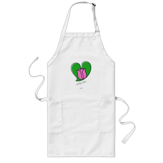Lente in liefde - Roze Tulps Long Apron Lang Schort (Voorkant)