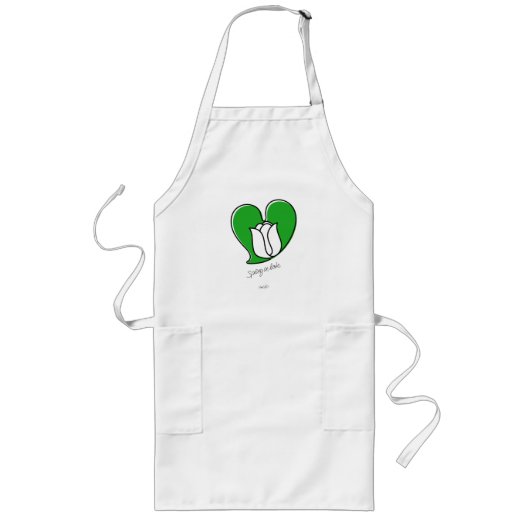 Lente in liefde - Witte Tulpen Long Apron Lang Schort (Voorkant)