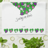 Lente in liefdeskleurige Tulpen (roze, paars, wit) Theedoek (Gevouwen)