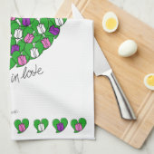 Lente in liefdeskleurige Tulpen (roze, paars, wit) Theedoek (Quarter Fold)