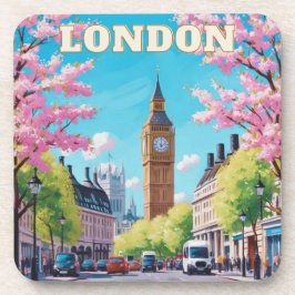 Lente in Londen Cork Onderzetter – Classic UK Trav