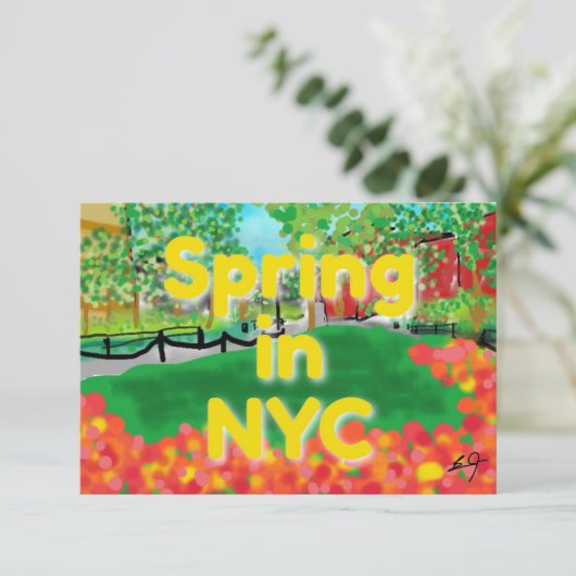 Lente in NYC Dank je wel kaart (Staand voorkant)
