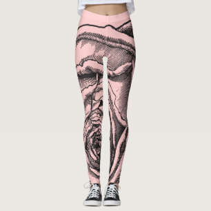 Lente in Parijs Botanisch Roos op Blush Bleek Roze Leggings