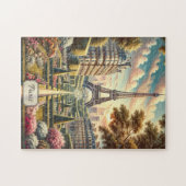 Lente in Parijs Frankrijk Eiffeltoren Poster-stijl Legpuzzel (Horizontaal)
