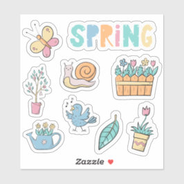 Lente in regenboog Bloemen en Tuin set van 9 Sticker