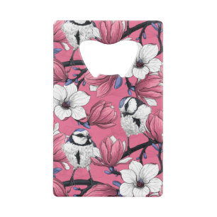 Lente in roze creditkaart flessenopener