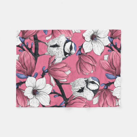 Lente in roze fleece deken (Voorkant (Horizontaal))