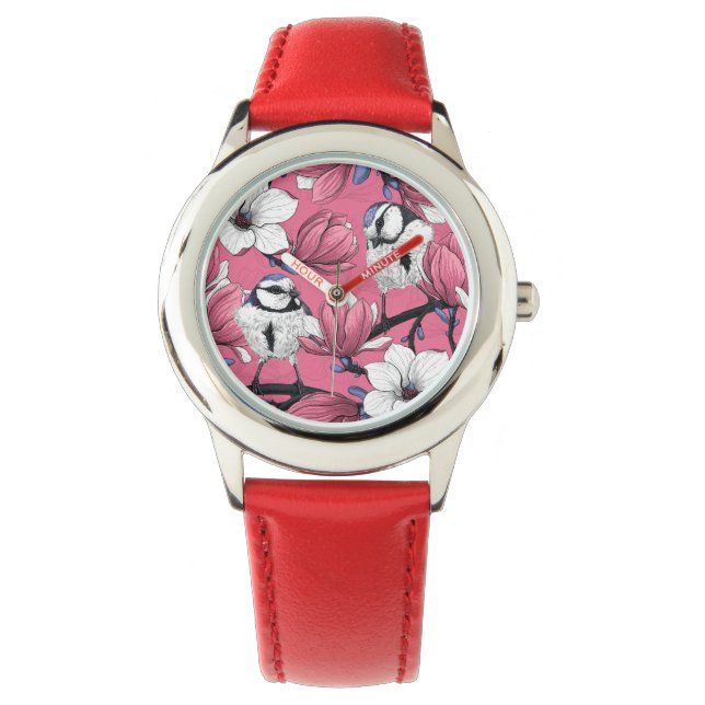Lente in roze horloge (Voorkant)