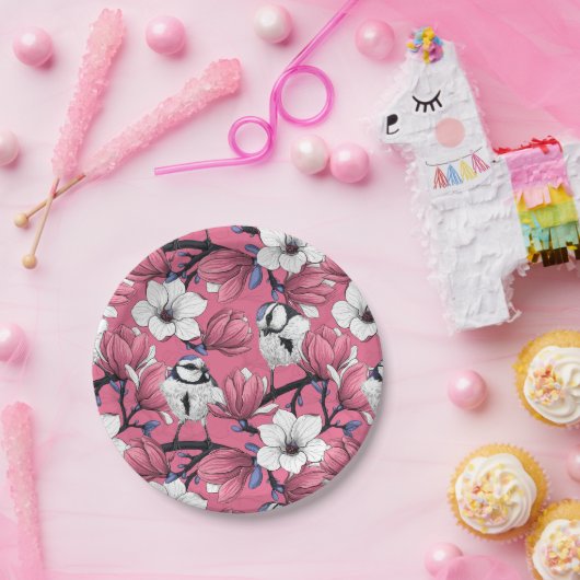 Lente in roze papieren bordje (Feest)
