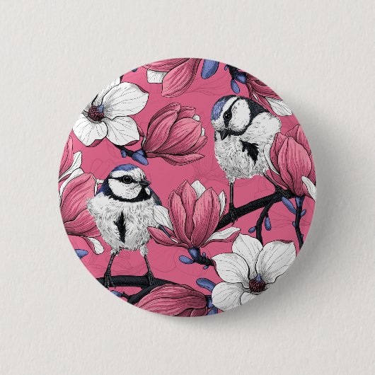 Lente in roze ronde button 5,7 cm (Voorkant)