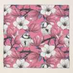 Lente in roze sjaal<br><div class="desc">Ik had alle elementen van dit patroon eerst getekend met inkt op papier,  en vervolgens gerooid en gekleurd in Illustrator om een patroon te maken.</div>
