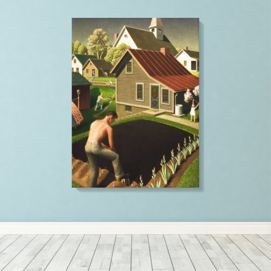 Lente in Town, 1941, door Grant Wood Canvas Afdruk (Insitu (Houten vloer))