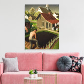 Lente in Town, 1941, door Grant Wood Canvas Afdruk (Insitu (Woonkamer))