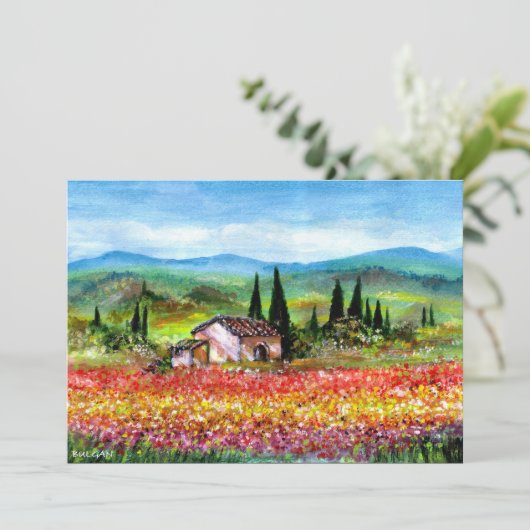 LENTE IN TUSCANJE, helder rood roze geel blauw Kaart (Staand voorkant)