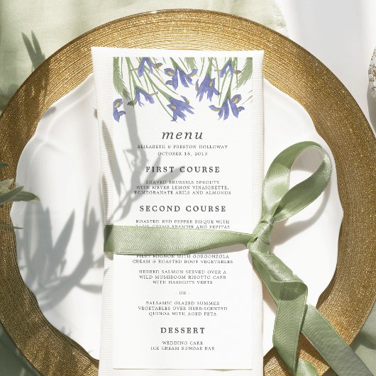 lente-iris | Waterverf Bloemen Wedding Menu Kaart