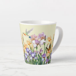 Lente Irissen Kolibrie en Vlinder Tuin Latte Mok