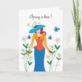 Lente is hier Meisje in een tuin kaart