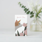 Lente Kat en Bloemkunst Visitekaartje (Staand voorkant)