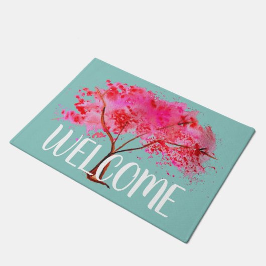 Lente kerry blossom thema welkom mat (Schuin)