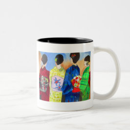 Lente kimono Japanse Geisha kunst Tweekleurige Koffiemok