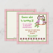 Lente kinderen verjaardagsfeest roze grens kaart (Voorkant / Achterkant)