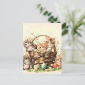 Lente Kitten Paasmand Feestdagenkaart (Staand voorkant)