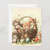 Lente Kitten Pasen Mand  Feestdagenkaart (Voorkant / Achterkant)