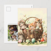 Lente Kitten Pasen Mand  Feestdagenkaart (Voorkant / Achterkant)