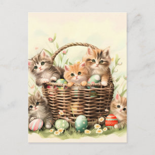 Lente Kitten Pasen Mand Feestdagenkaart