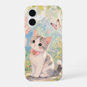 Lente Kitten Vlinder Hoesje voor Telefoon iPhone 16 Hoesje