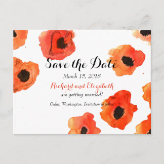 Lente klaproos bloemen Trouw Save the Date Aankondigingskaart