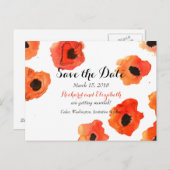 Lente klaproos bloemen Trouw Save the Date Aankondigingskaart (Voorkant / Achterkant)