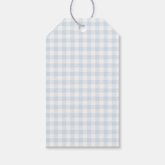 Lente Klassieke Gingham | Poederblauw Cadeaulabel (Voorkant)